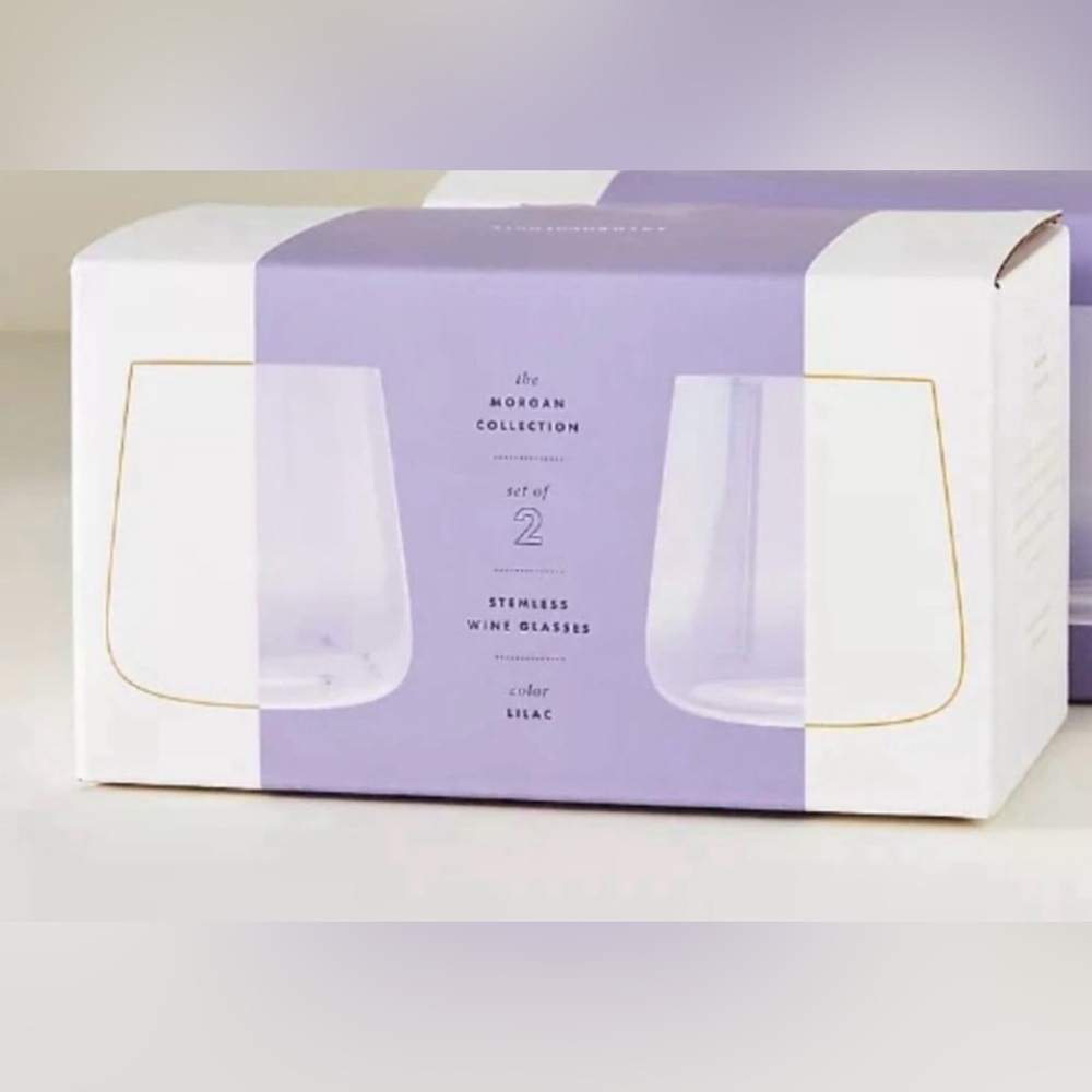 Anthropologie Morgan Stemless Wine Glasses Lilac - New in Box.